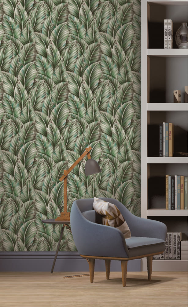 Papel de parede geométrico em escritório